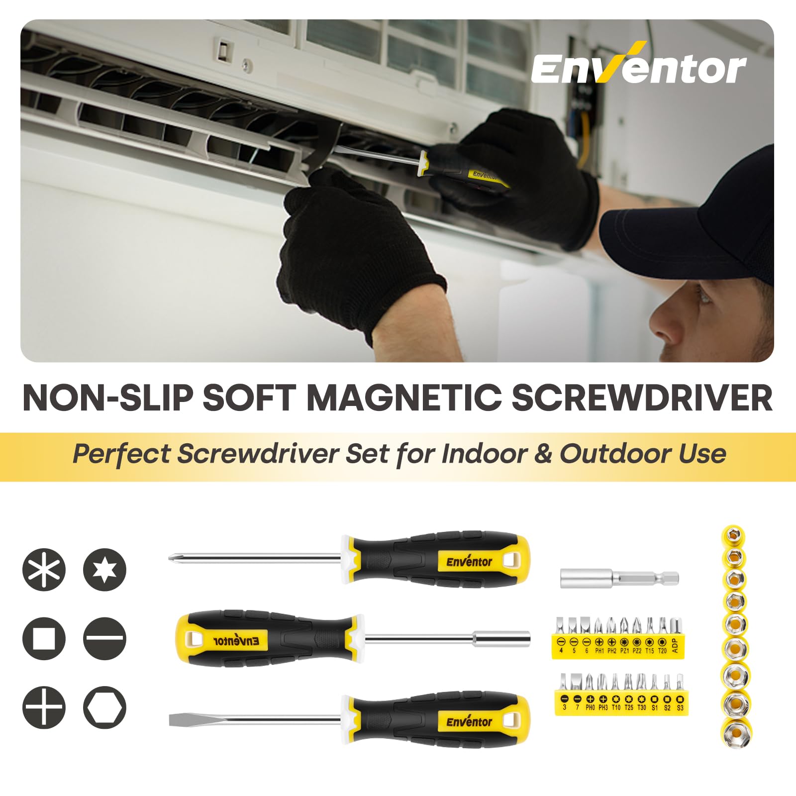 Enventor Tool Kit Set, 108PCS General Household Hand Tool Kit with Storage Toolbox, Small Tool Kits for Home